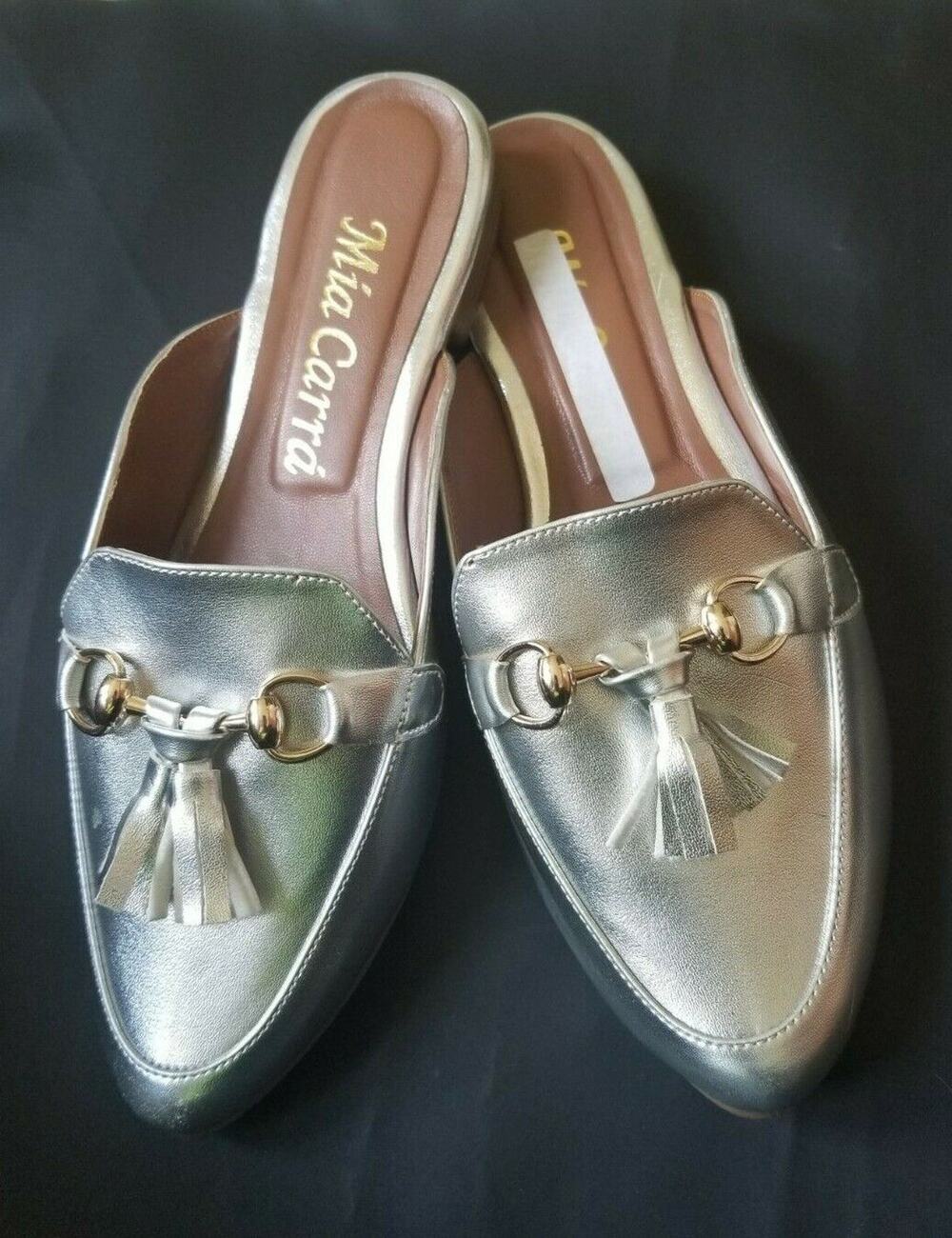 Mia Carra Slip-on Mule Metallic silver Shoes - Size 37 (US 6 -6,5)